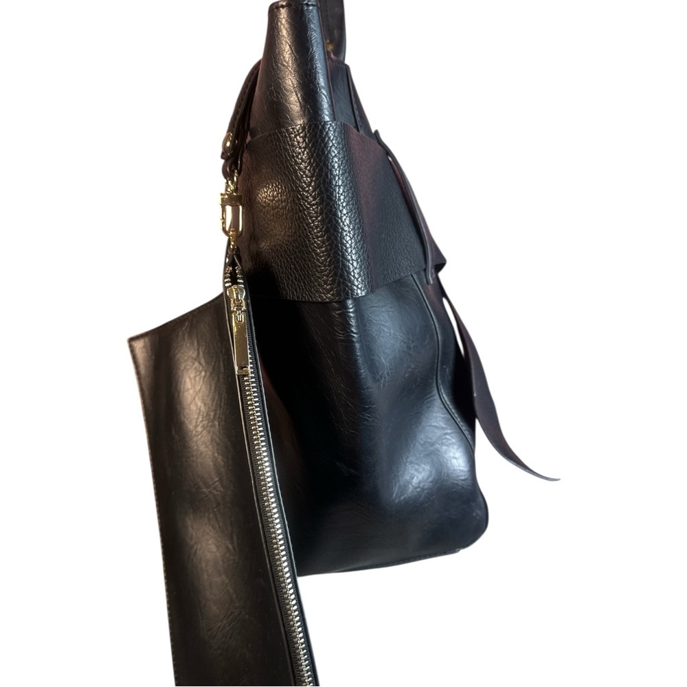 Ted Baker Black Faux Leather Tote with Signature Bow Accent - Picture 4 of 11
